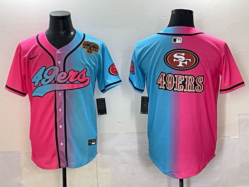 Men 2025 San Francisco 49ers Blank Blue pink Nike Limited NFL Jersey style 010